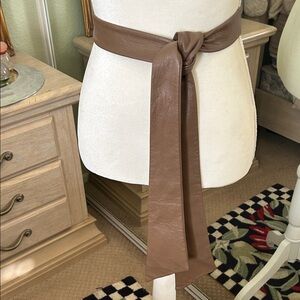 Brown Faux Leather Wrap Belt